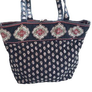 Vera Bradley Classic Black Womens Pocketbook Medium Red Paisley Bucket Tote